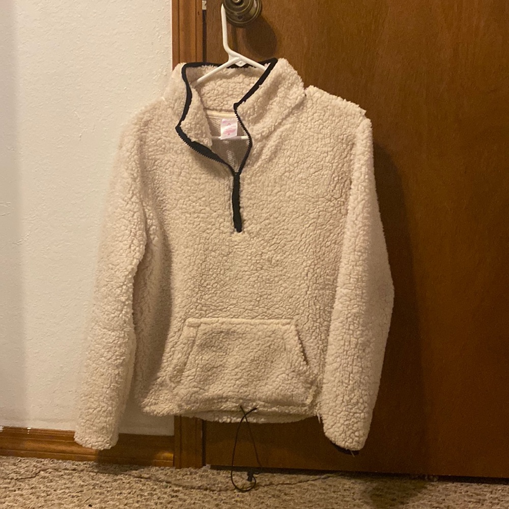 fuzzy white sweater